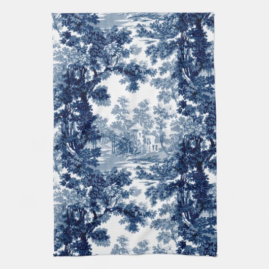  beeld in het landschap Toile-Blue en White Theedoek (Verticaal)