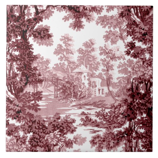  beeld in het landschap Toile-Roze & White Tegeltje (Voorkant)