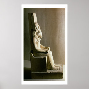 beeld van de god Montu met het hoofd van een stier Poster