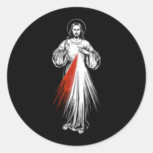 Beeld van de Goddelijke Barmhartigheid Jezus Katho Ronde Sticker