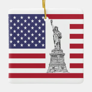 Beeld van de Vrijheid & Amerikaanse Vlag Ornament