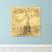  beeld van de vrijheid in New York, gepantserd Can Canvas Afdruk (Insitu (Houten vloer))