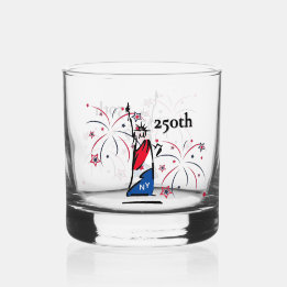 Beeld van de Vrijheid met Vuurwerk 250e Onafhankel Whisky Glas