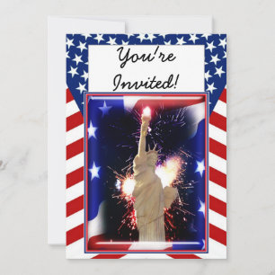 Beeld van de Vrijheid met vuurwerk voor 4 juli Kaart