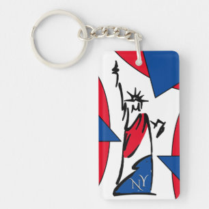 Beeld van de Vrijheid NY Rood Wit en Blauw Sleutelhanger