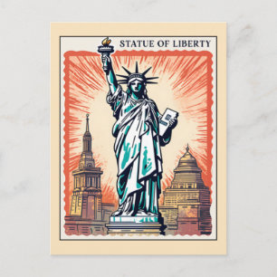 Beeld van de Vrijheid NYC Retro New York City Briefkaart