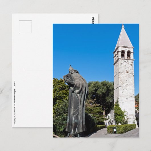 Beeld van Grgur van Nin in Split - Dalmatië, Kroat Briefkaart (Voorkant / Achterkant)