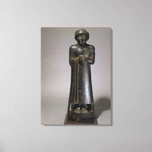 beeld van Gudea, Prins van Lagash, Neo-Sumerian, f Canvas Afdruk