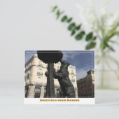 Beeld van het Beer & Strawberry Tree Madrid Spanje Briefkaart (Staand voorkant)