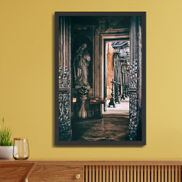 Beeld van Sint Rita van Cascia in het Mafra-paleis Poster