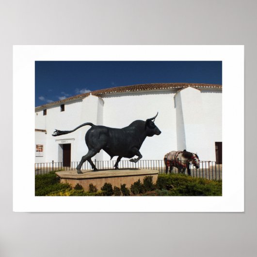 beeld van stier en Spaans paard Poster (Voorkant)