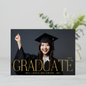 beeldbare diploma foto folie folie uitnodiging (Staand Voorkant)