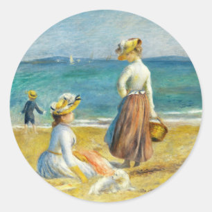 Beelden op het strand, Auguste Renoir Art Ronde Sticker