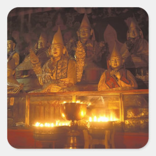 Beelden van Lamas in het Sara-klooster, Lhasa, Vierkante Sticker