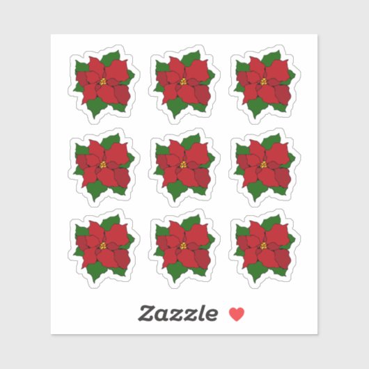 Beeldglas Poinsettia Sticker (Vel)