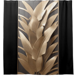 Beeldhouwde metalen banaan verlaat zwart douchegor douchegordijn