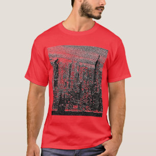 Beeldhouwwerk van rode Pop in New York T-shirt