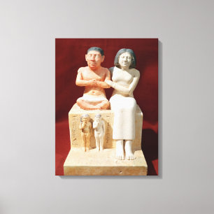 Beeldje van de dwerg Seneb en zijn familie Canvas Afdruk