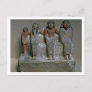 Beeldje van een familiegroep (pigment op krijt) briefkaart