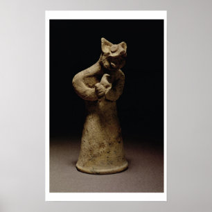 Beeldje van een lionverwarmde demon, mesopotamie, poster
