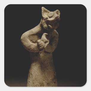 Beeldje van een lionverwarmde demon, mesopotamie,  vierkante sticker