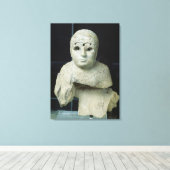 Beeldje van een vrouw met een scheerlap, Akkadian Canvas Afdruk (Insitu (Houten vloer))