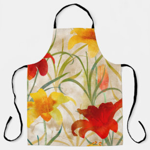 Beeldpatroon van de bloem met wilde bloemen in een schort