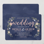 Beeldschone bewerkbare kleuren bruiloft uitnodigin kaart (Voorkant / Achterkant)