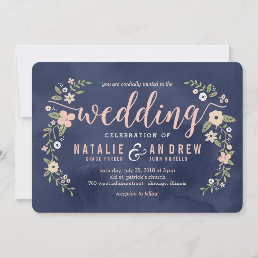 Beeldschone bewerkbare kleuren bruiloft uitnodigin kaart (Voorkant)