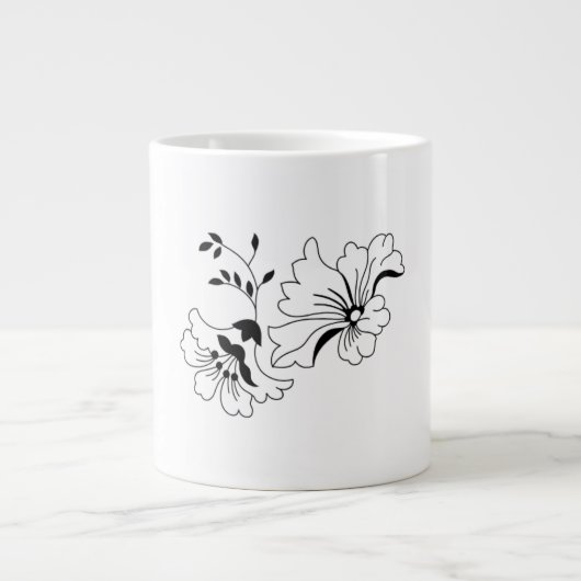 Beeldschone Bloem Motief Artistieke Koffiemok Extra Grote Beker (Voorkant)