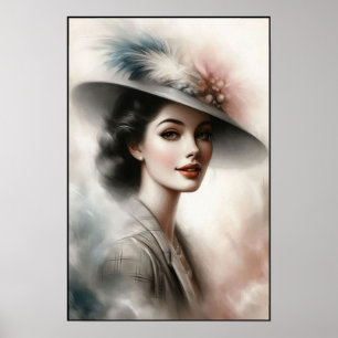 Beeldschone schoonheid in vintage stijl uit de jar poster
