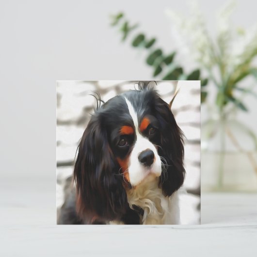 Beeltenis: A King Charles Cavalier Spaniel Feestdagenkaart (Staand voorkant)