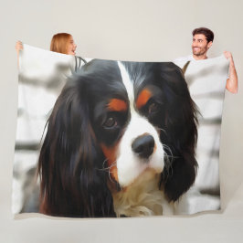 Beeltenis: A King Charles Cavalier Spaniel Fleece Deken