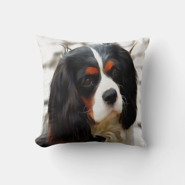 Beeltenis: A King Charles Cavalier Spaniel Kussen (Voorkant)