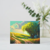 Beemdbloemen landschapskunst zomertrendy briefkaart (Staand voorkant)
