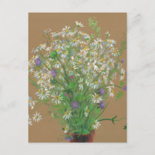 Beemdbloemen, pastelschilderij, witte doeken briefkaart