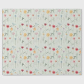 Beemdbloempatroon Kantcore Boho Sage Cadeaupapier (Vlak)