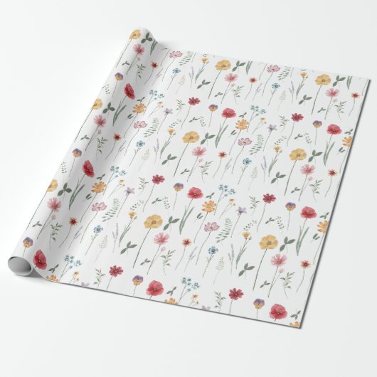 Beemdbloempatroon Kantje Boho Vibe Cadeaupapier (Uitgerold)