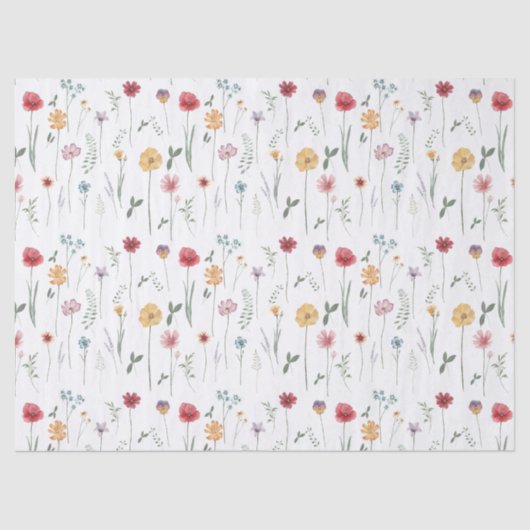 Beemdbloempatroon Kantje Boho Vibe Tissuepapier (Voorkant)