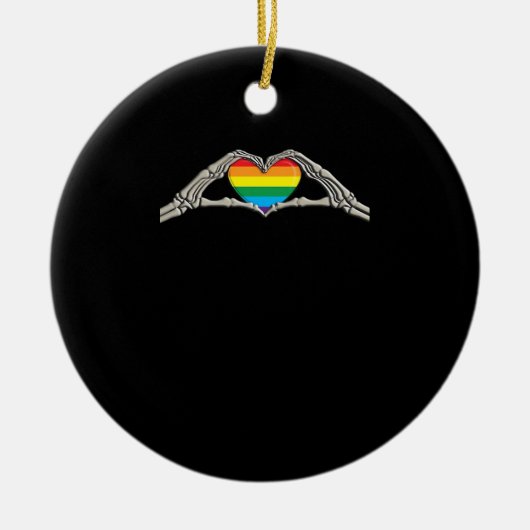 Beenderen handen hart actief keramisch ornament (Voorkant)