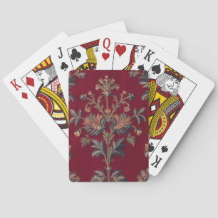 Beendertje medievale bloem in bordeaal rood pokerkaarten