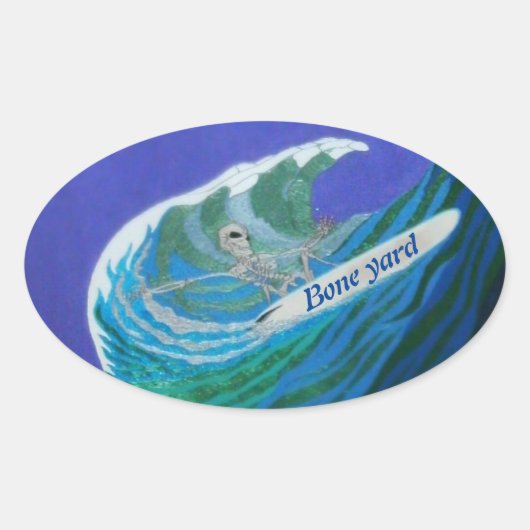 Beenwerf surfer ovaal sticker (Voorkant)