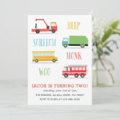 Beep Screech Woo Kind's verjaardagsfeestje Uitnodi Kaart (Staand voorkant)