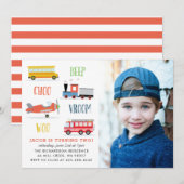 Beep vroom woo photo anniversaire invitation (Devant / Derrière)