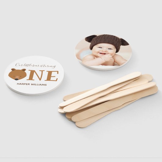 Beer 1 Foto eerste verjaardag Handwaaier (Niet-gemonteerd)