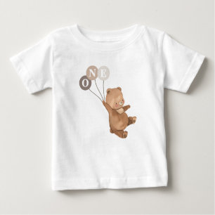 Beer 3 Bruine Balloons 1e verjaardag Baby T-Shirt