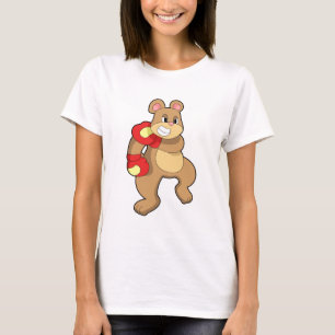 Beer aan het boksen met boks handschoenen t-shirt