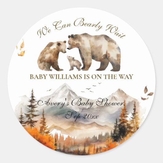 Beer Adventure Herfst Mountain Neutraal Baby showe Ronde Sticker (Voorkant)