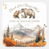 Beer Adventure Herfst Mountain Neutraal Baby showe Vierkante Sticker (Voorkant)