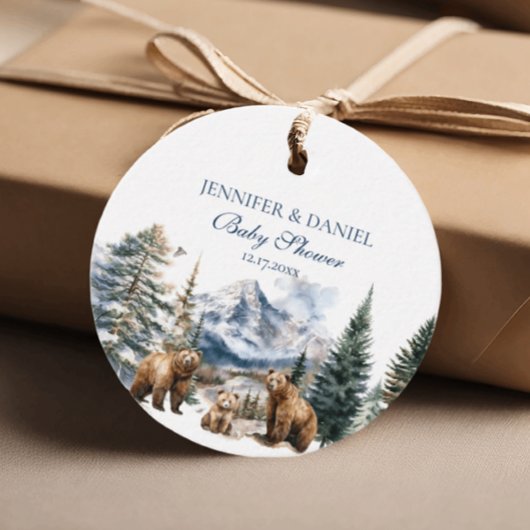 Beer Adventure Snow Mountain Winter Baby shower Bedankjes Labels